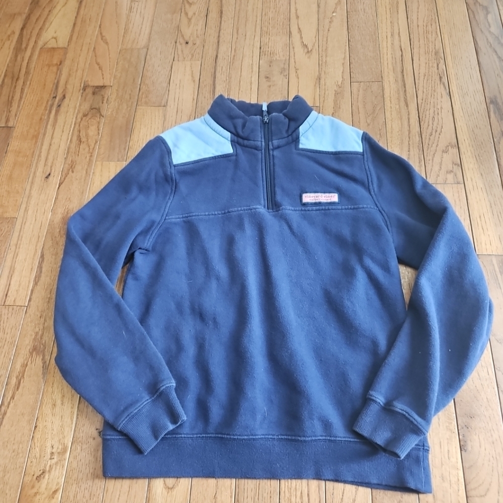 Boys Vineyard Vines Navy Blue 1/4 Zip Whale Pullover Sweatshirt Youth Large